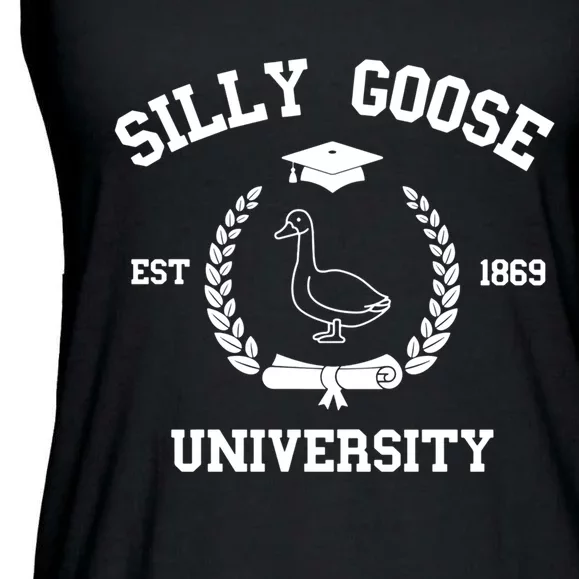 Silly Goose University Funny Bird Lover Silly Goose Meme Ladies Essential Flowy Tank