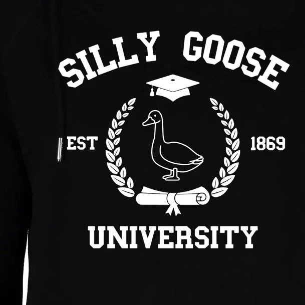 Silly Goose University Funny Bird Lover Silly Goose Meme Womens Funnel Neck Pullover Hood