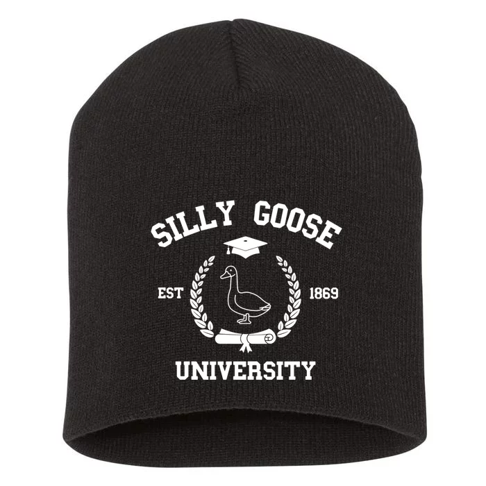 Silly Goose University Funny Bird Lover Silly Goose Meme Short Acrylic Beanie