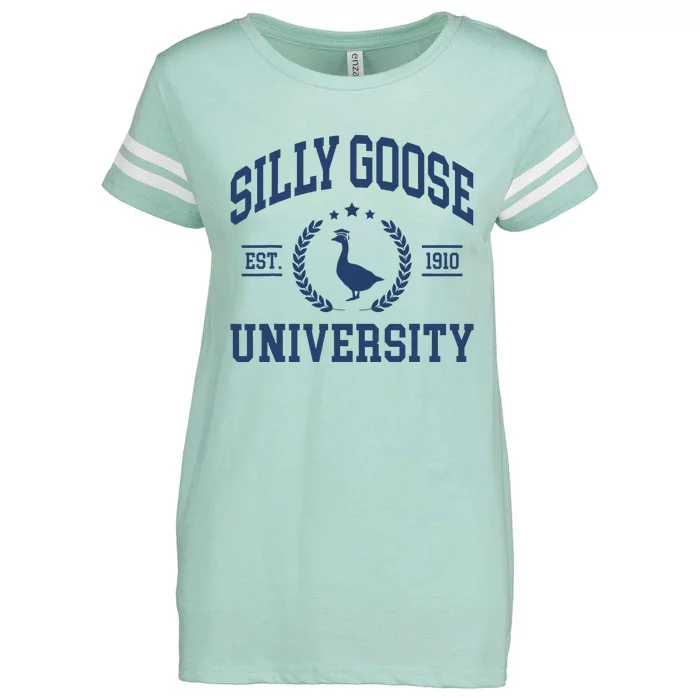 Silly Goose University Funny Goose On The Loose Funny Saying Enza Ladies Jersey Football T-Shirt