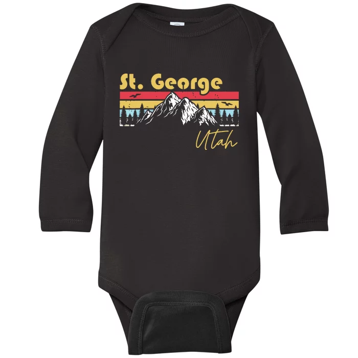 St George Utah Roots Hometown Vintage Home State Pride Baby Long Sleeve Bodysuit