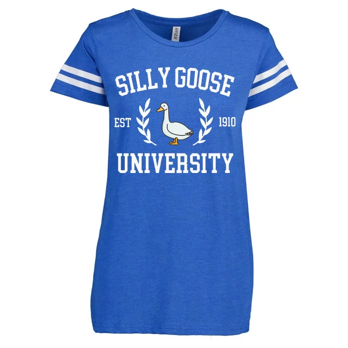 Silly Goose University Funny Goose Meme Costume Enza Ladies Jersey Football T-Shirt