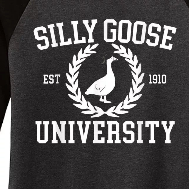 Silly Goose University Silly Goose Funny Meme School Bird Women's Tri-Blend 3/4-Sleeve Raglan Shirt