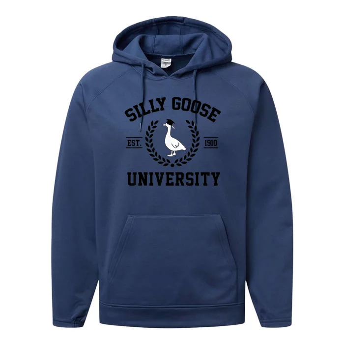 Silly Goose University Silly Goose Funny Meme School Bird Performance Fleece Hoodie