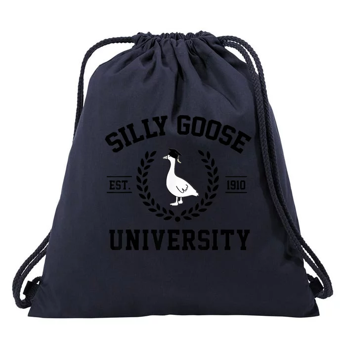 Silly Goose University Silly Goose Funny Meme School Bird Drawstring Bag