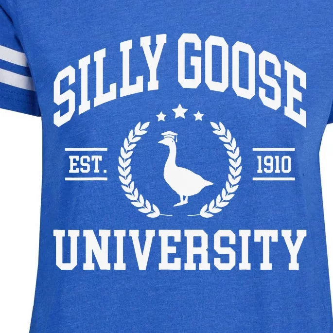 Silly Goose University Funny Goose On The Loose Funny Saying Enza Ladies Jersey Football T-Shirt