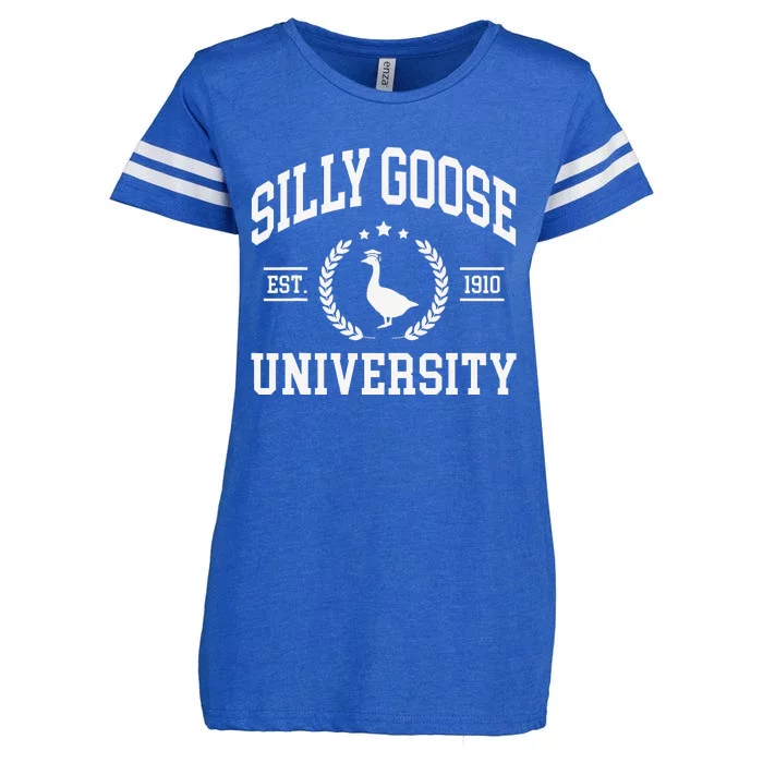 Silly Goose University Funny Goose On The Loose Funny Saying Enza Ladies Jersey Football T-Shirt