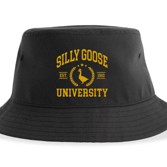 Silly Goose University Funny Goose On The Loose Funny Saying Sustainable Bucket Hat