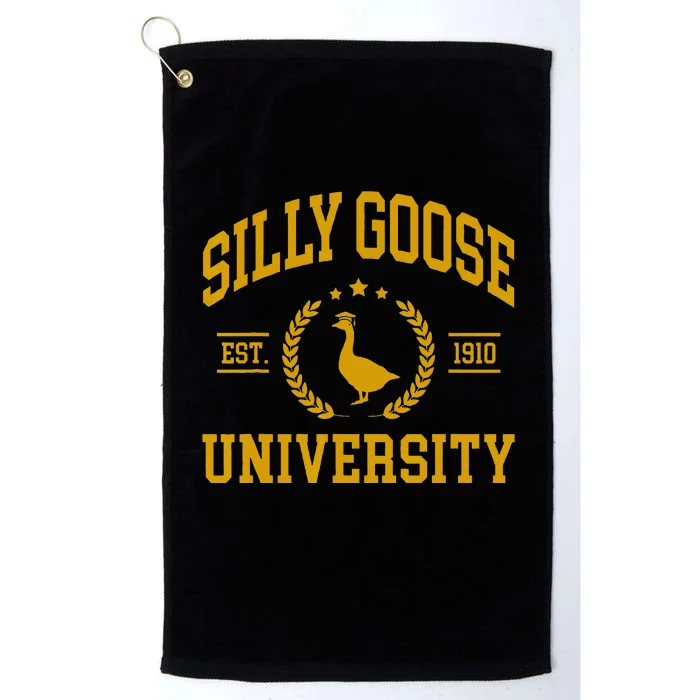 Silly Goose University Funny Goose On The Loose Funny Saying Platinum Collection Golf Towel