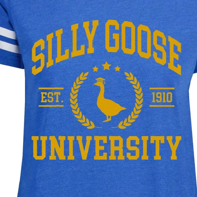 Silly Goose University Funny Goose On The Loose Funny Saying Enza Ladies Jersey Football T-Shirt