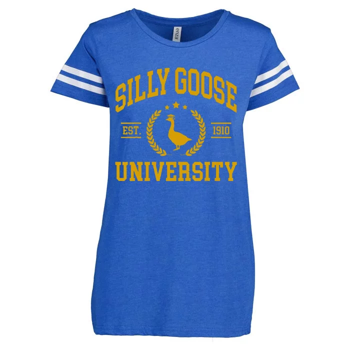 Silly Goose University Funny Goose On The Loose Funny Saying Enza Ladies Jersey Football T-Shirt