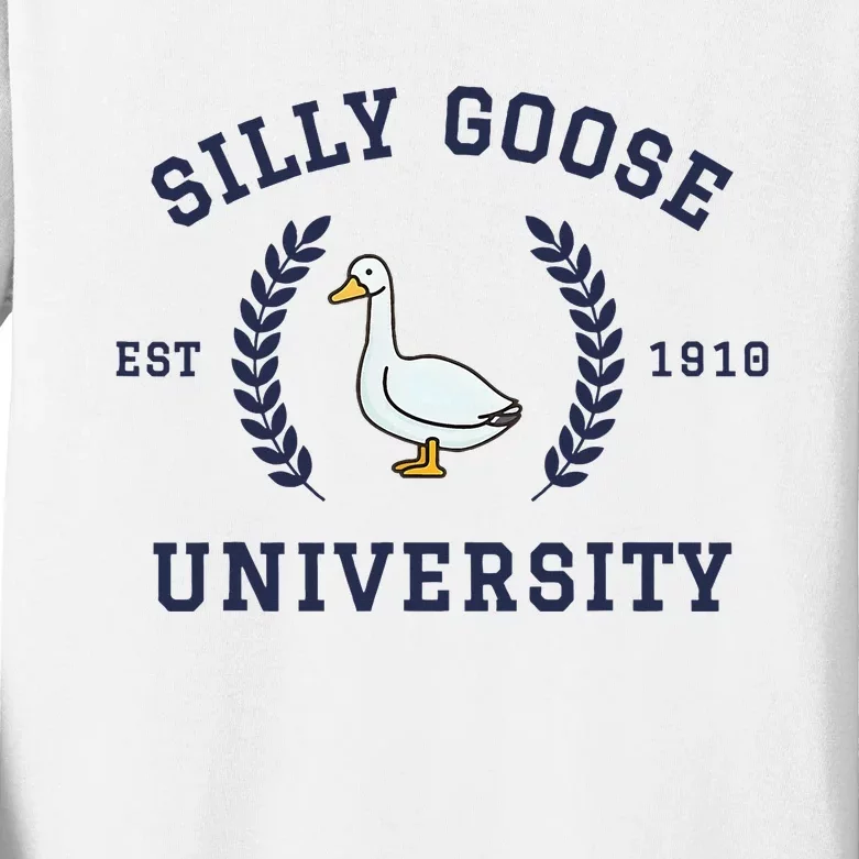 Silly Goose University Funny Silly Goose Kids Long Sleeve Shirt