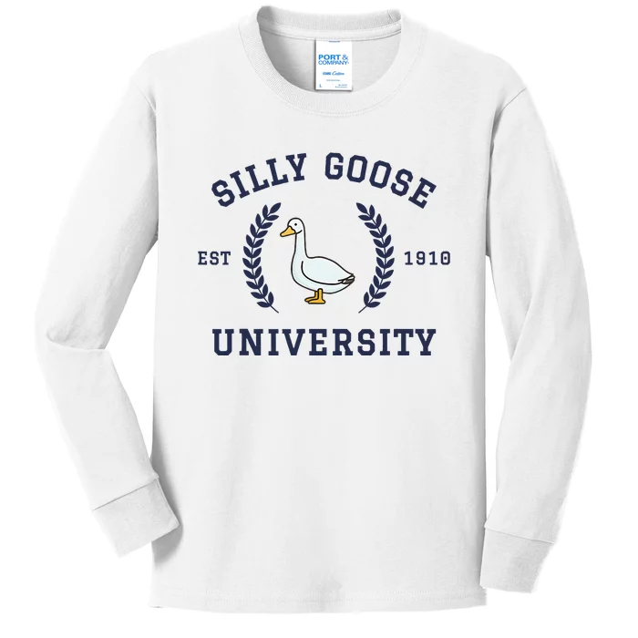 Silly Goose University Funny Silly Goose Kids Long Sleeve Shirt