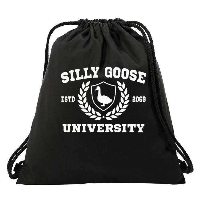 Silly Goose University Funny Meme Drawstring Bag