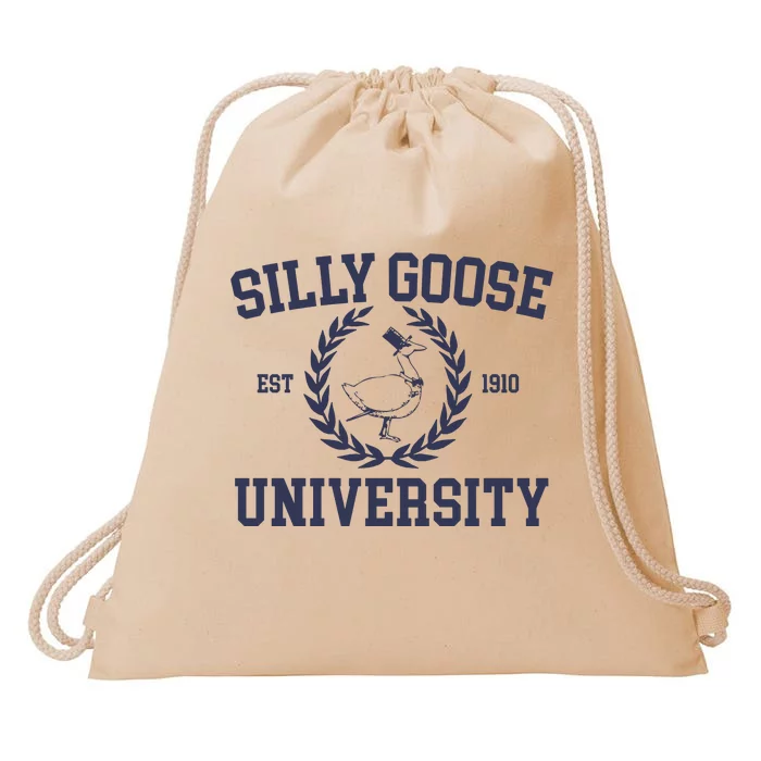 Silly Goose University Funny Silly Goose Meme Bird Lover Drawstring Bag