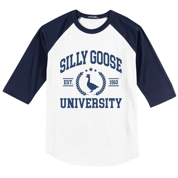 Silly Goose University Funny Goose On The Loose Funny Saying Baseball Sleeve Shirt