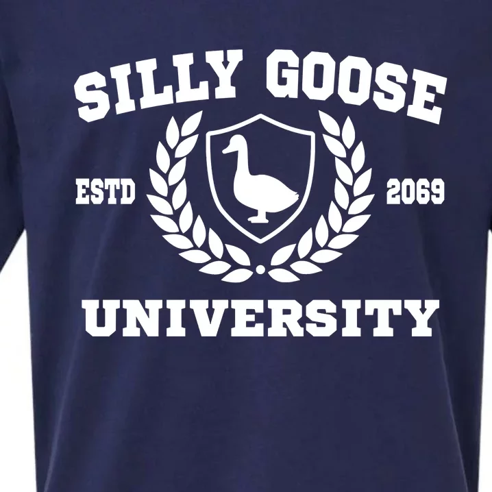 Silly Goose University Funny Meme School Bird Sueded Cloud Jersey T-Shirt