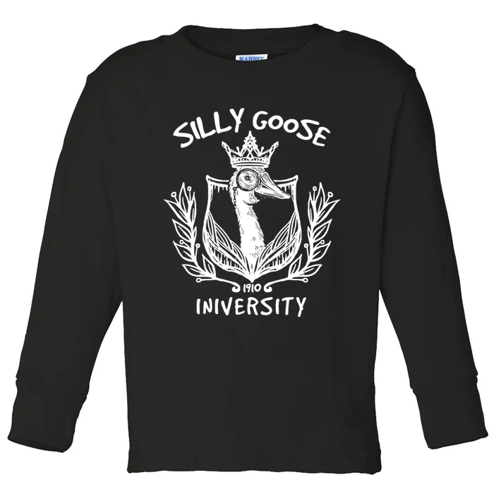 Silly Goose University Womens Silly Goose Meme Costume Toddler Long Sleeve Shirt