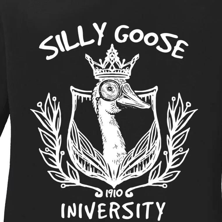 Silly Goose University Womens Silly Goose Meme Costume Ladies Long Sleeve Shirt