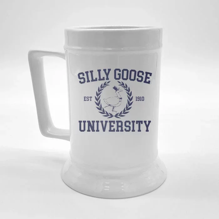 Silly Goose University Funny Silly Goose Meme Bird Lover Front & Back Beer Stein