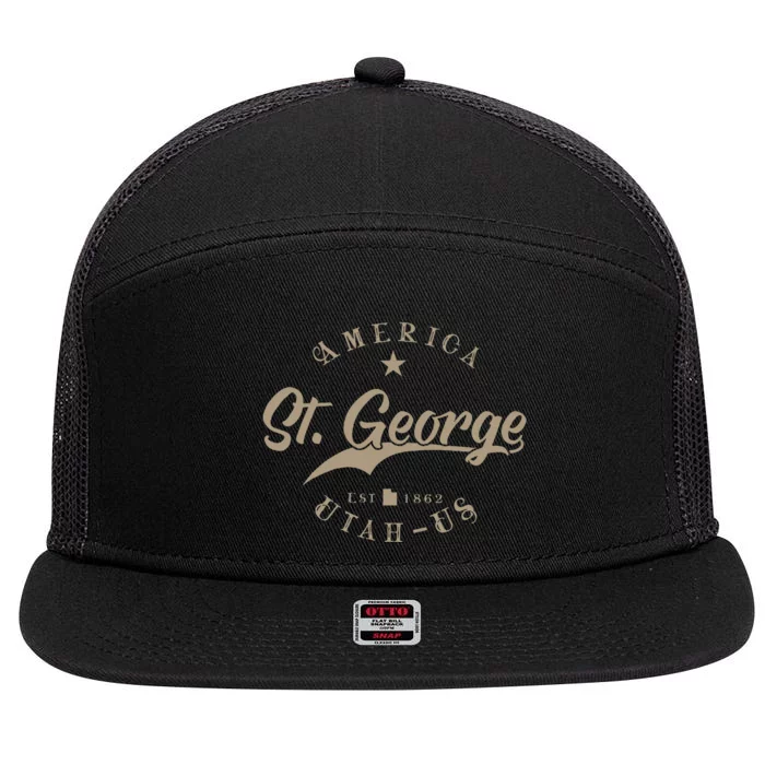 St. George Ut Utah 7 Panel Mesh Trucker Snapback Hat