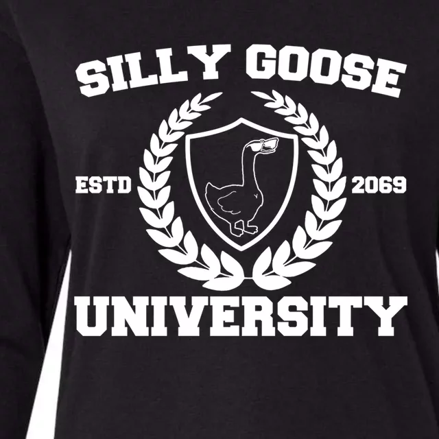 Silly Goose University Silly Goose Meme Funny Womens Cotton Relaxed Long Sleeve T-Shirt