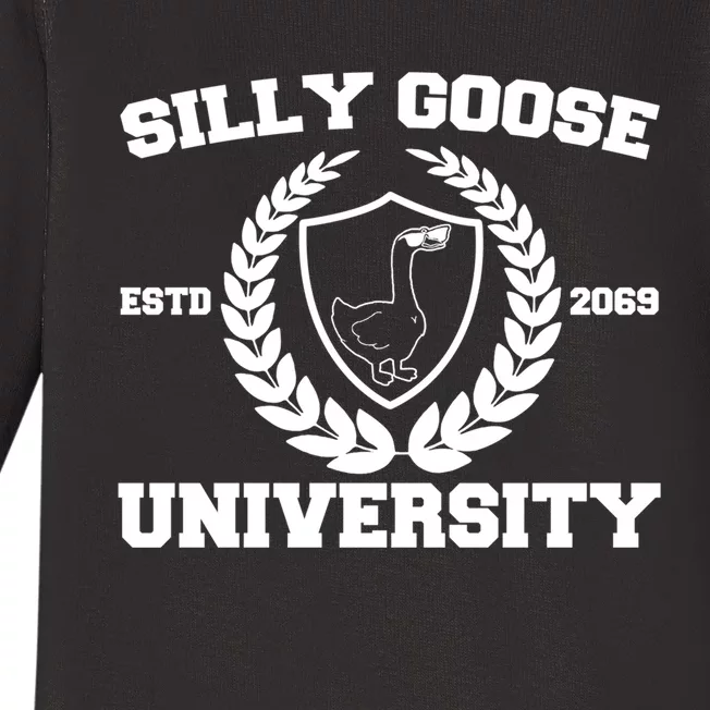 Silly Goose University Silly Goose Meme Funny Baby Long Sleeve Bodysuit