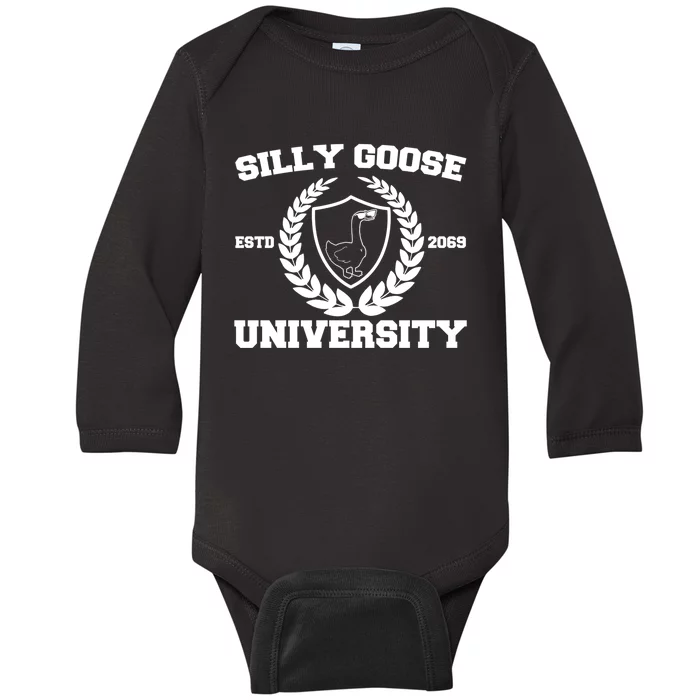 Silly Goose University Silly Goose Meme Funny Baby Long Sleeve Bodysuit