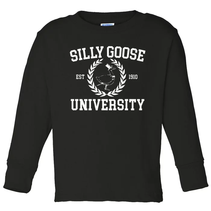 Silly Goose University Silly Goose Meme Costume Toddler Long Sleeve Shirt