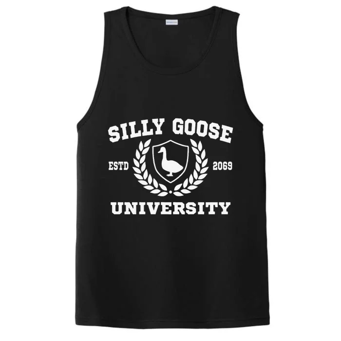 Silly Goose University Funny Meme School Bird Performance Tank