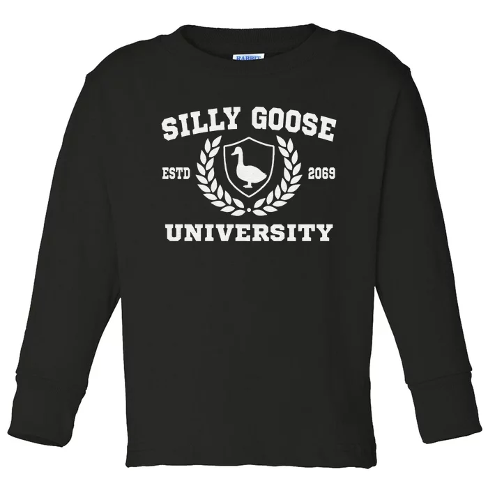 Silly Goose University Funny Meme School Bird Sweatshirt Toddler Long Sleeve Shirt