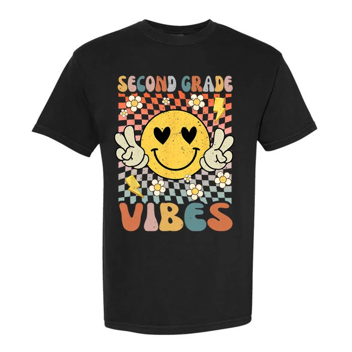 Second Grade Vibes 2nd Grade Retro Teacher 1st Day Of School Vintage Garment-Dyed Heavyweight T-Shirt