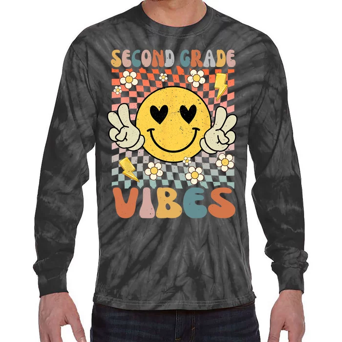 Second Grade Vibes 2nd Grade Retro Teacher 1st Day Of School Vintage Tie-Dye Long Sleeve Shirt