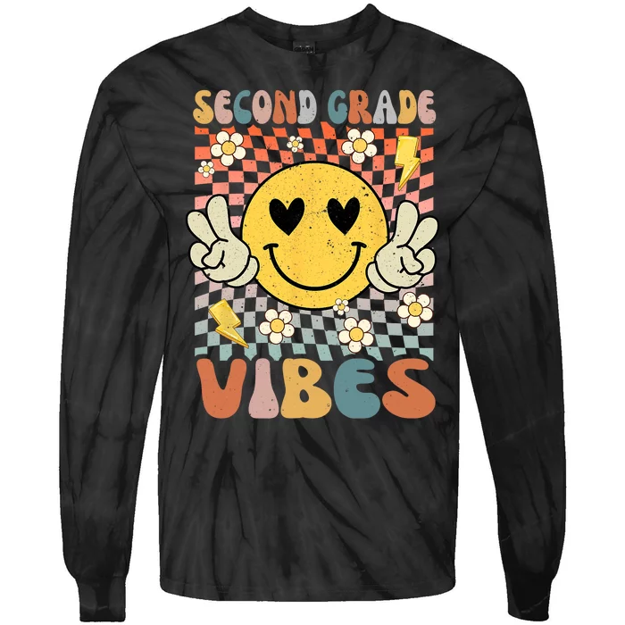 Second Grade Vibes 2nd Grade Retro Teacher 1st Day Of School Vintage Tie-Dye Long Sleeve Shirt