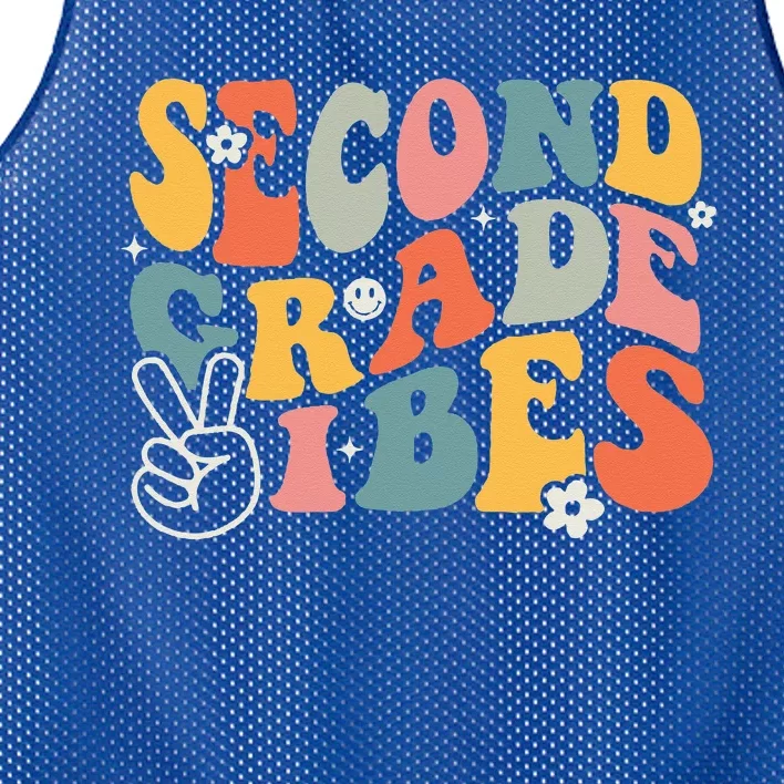 Second Grade Vibes Team 2nd Grade Groovy Back To School Mesh Reversible Basketball Jersey Tank