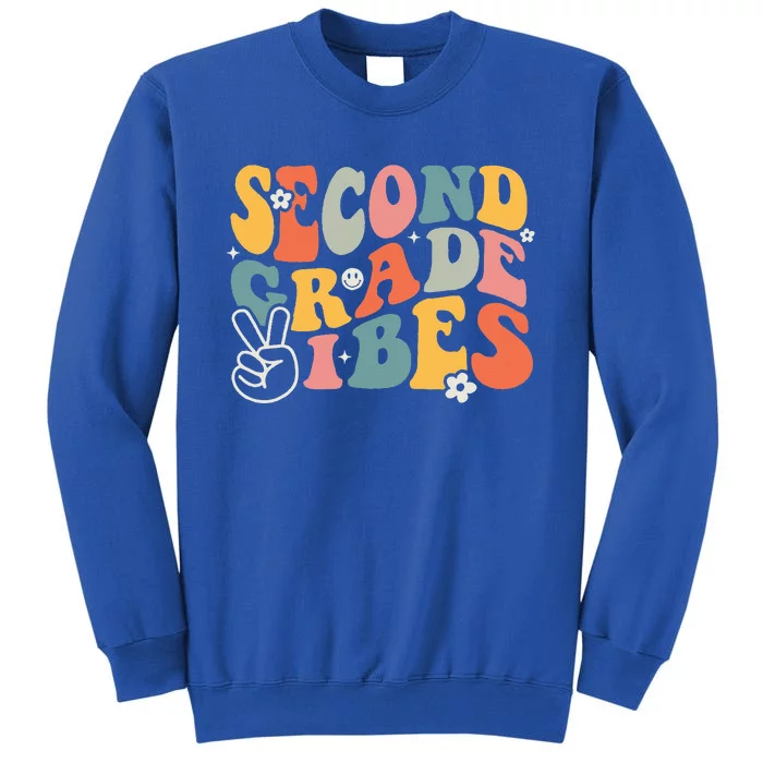 Second Grade Vibes Team 2nd Grade Groovy Back To School Tall Sweatshirt