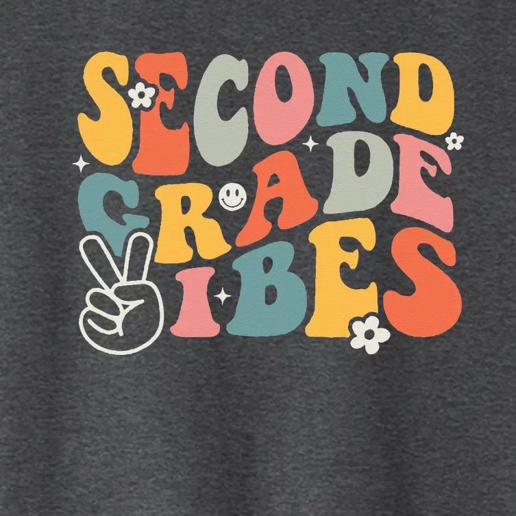 Second Grade Vibes Team 2nd Grade Groovy Back To School Women's Crop Top Tee