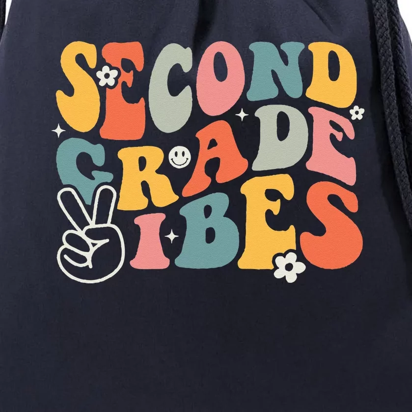 Second Grade Vibes Team 2nd Grade Groovy Back To School Drawstring Bag