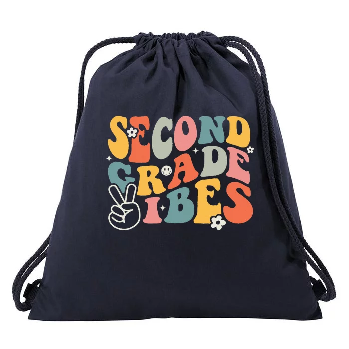 Second Grade Vibes Team 2nd Grade Groovy Back To School Drawstring Bag