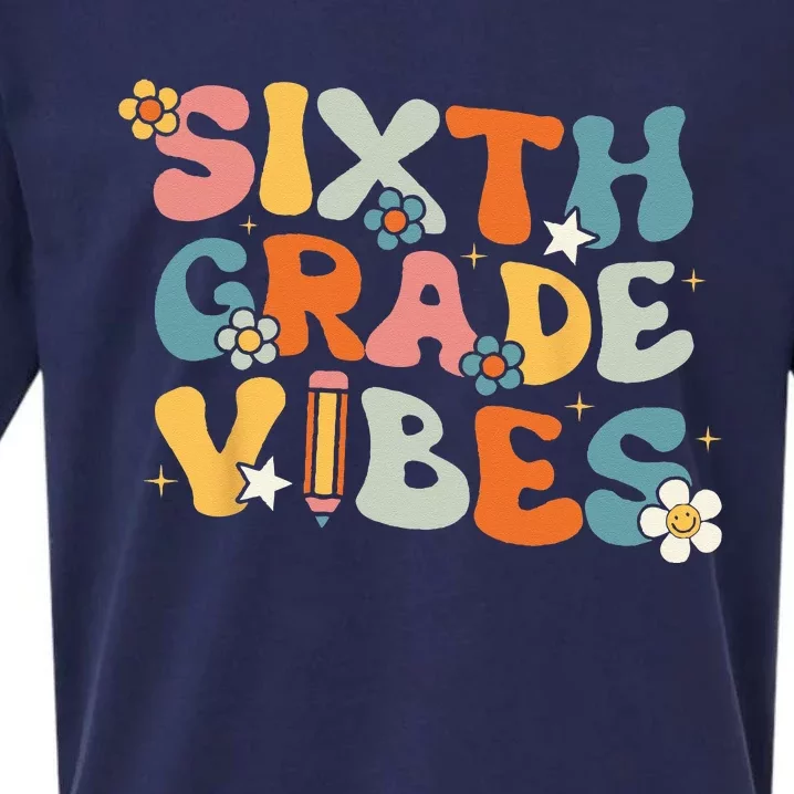 Sixth Grade Vibes Back To School Retro 6th Grade Teachers Sueded Cloud Jersey T-Shirt