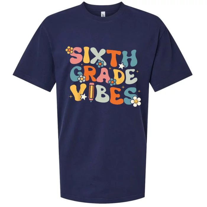 Sixth Grade Vibes Back To School Retro 6th Grade Teachers Sueded Cloud Jersey T-Shirt