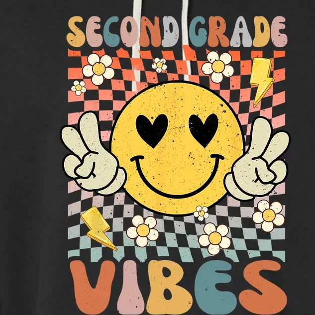 Second Grade Vibes 2nd Grade Retro Teacher 1st Day Of School Garment-Dyed Fleece Hoodie