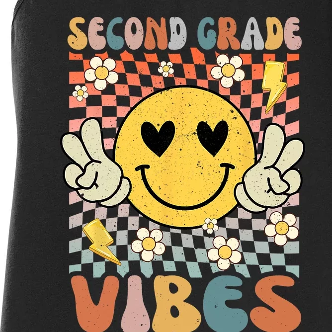 Second Grade Vibes 2nd Grade Retro Teacher 1st Day Of School Women's Racerback Tank