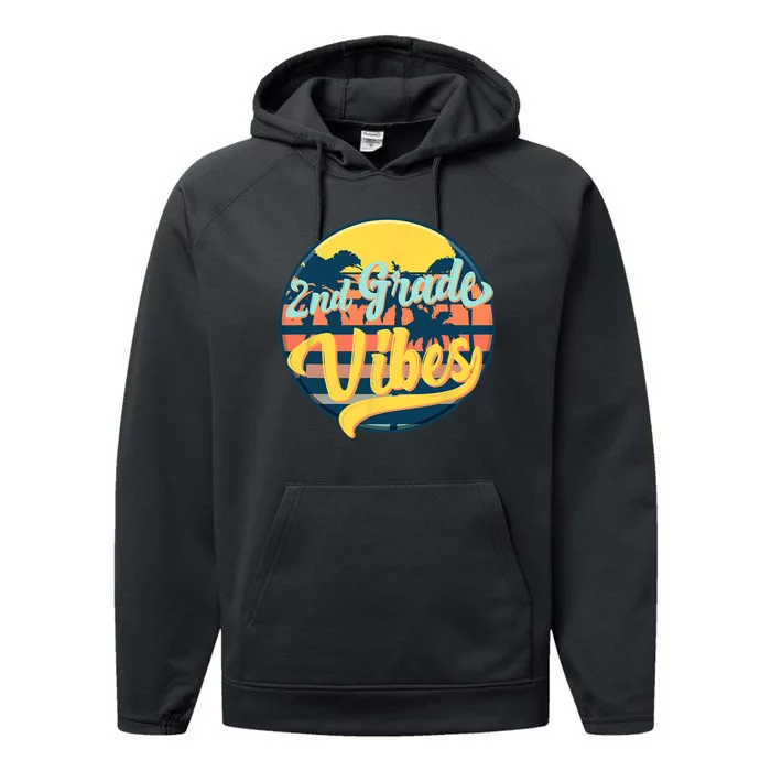 Second Grade Vibes Team 2nd Grade Teacher Or Student Retro Performance Fleece Hoodie