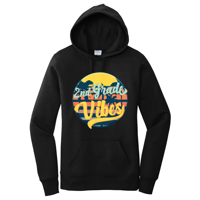 Second Grade Vibes Team 2nd Grade Teacher Or Student Retro Women's Pullover Hoodie