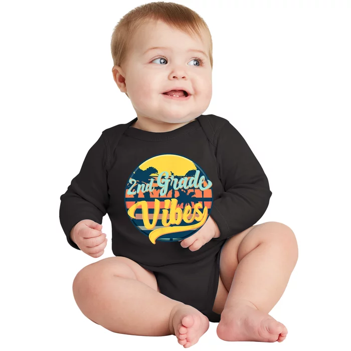 Second Grade Vibes Team 2nd Grade Teacher Or Student Retro Baby Long Sleeve Bodysuit