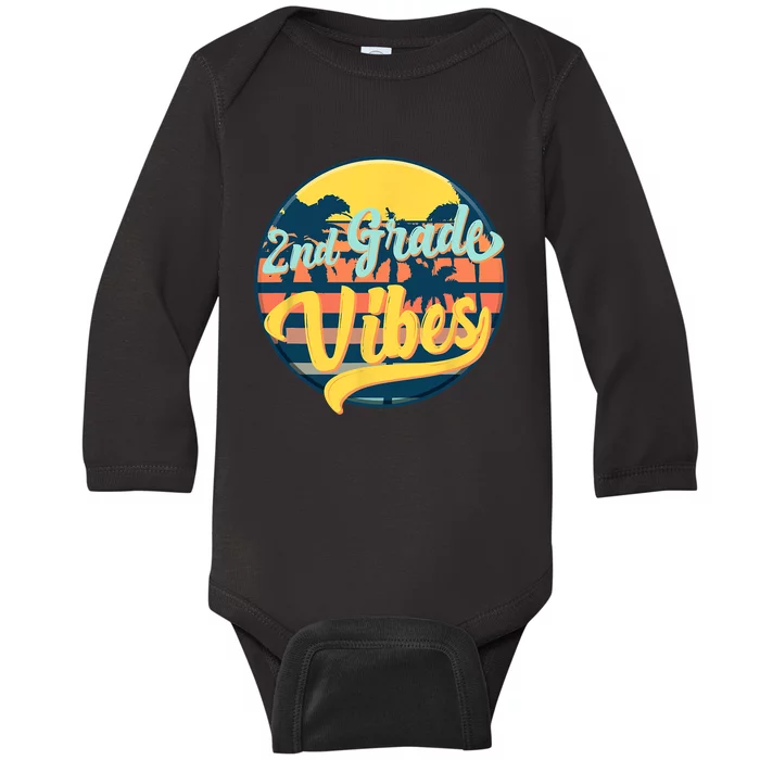 Second Grade Vibes Team 2nd Grade Teacher Or Student Retro Baby Long Sleeve Bodysuit