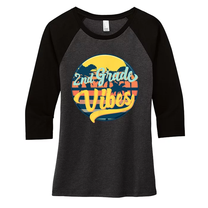 Second Grade Vibes Team 2nd Grade Teacher Or Student Retro Women's Tri-Blend 3/4-Sleeve Raglan Shirt