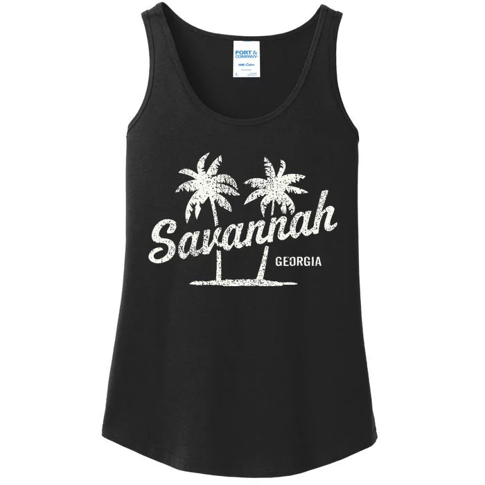 Savannah Georgia Vintage 70s Palm Trees Ladies Essential Tank