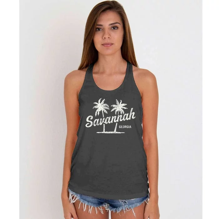 Savannah Georgia Vintage 70s Palm Trees Women's Knotted Racerback Tank